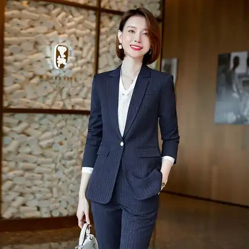 西装外套女春秋2021年新款商务正装职业套装女时尚气质条纹小西服