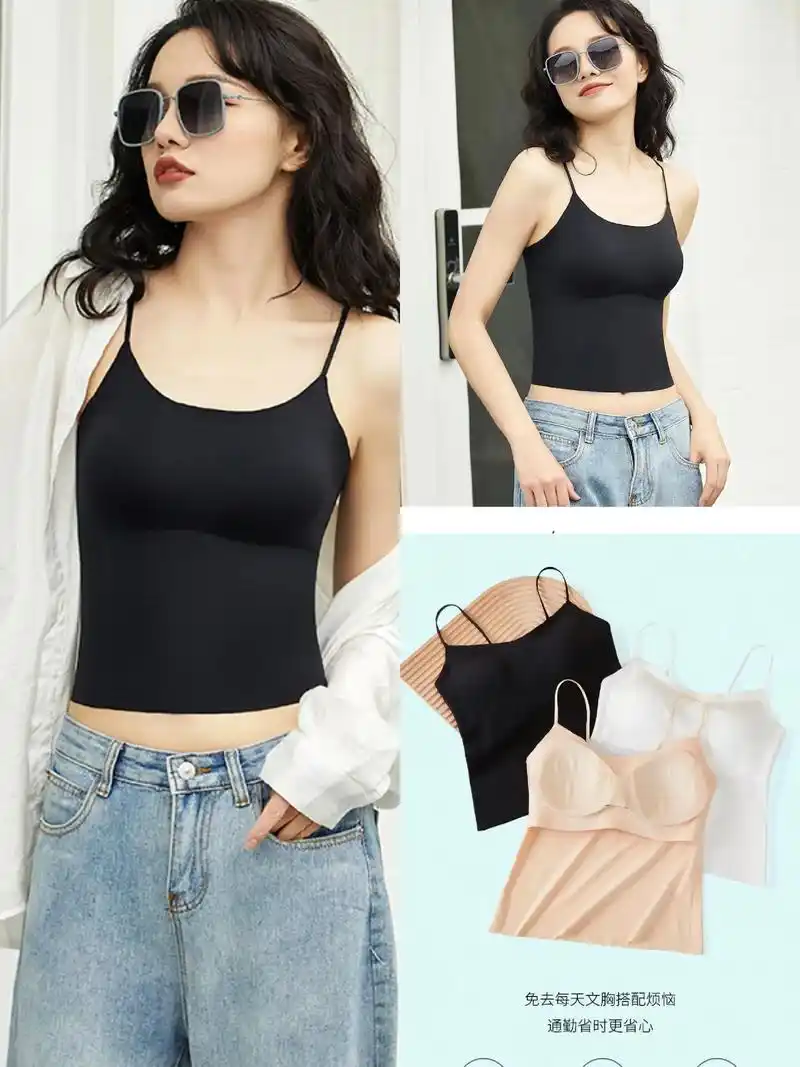 夏季无痕吊带背心文胸内搭一体美背打底外穿无钢圈聚拢免穿内衣女