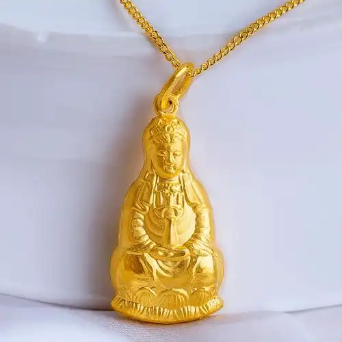 萃华珠宝足金黄金观音吊坠