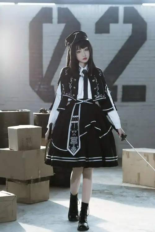 melonshow 荆棘之战 军风原创lolita暗黑军lo 上衣斗篷sk套装