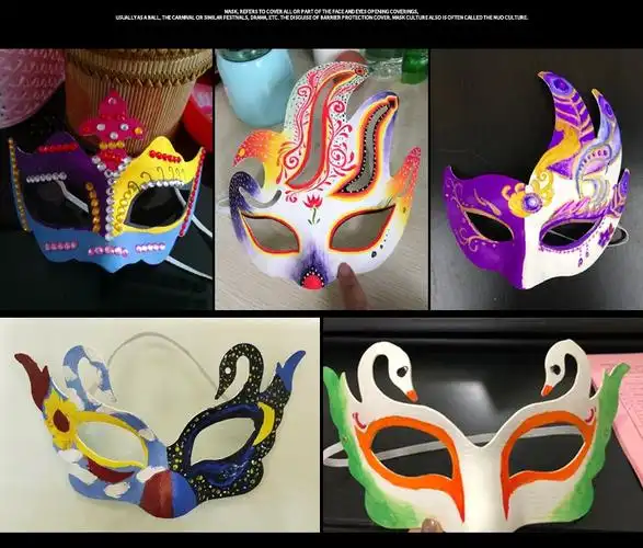 节面具儿童京剧全脸脸谱diy手工制作手绘白色马勺画空白狐狸皇冠5个