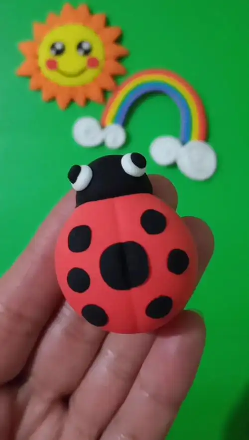 七星瓢虫,是蚜虫的天敌,农民伯伯的除虫好帮手哦#粘土#手工#瓢虫