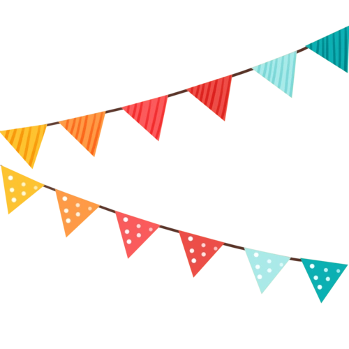 手绘卡通节日彩旗设计素材