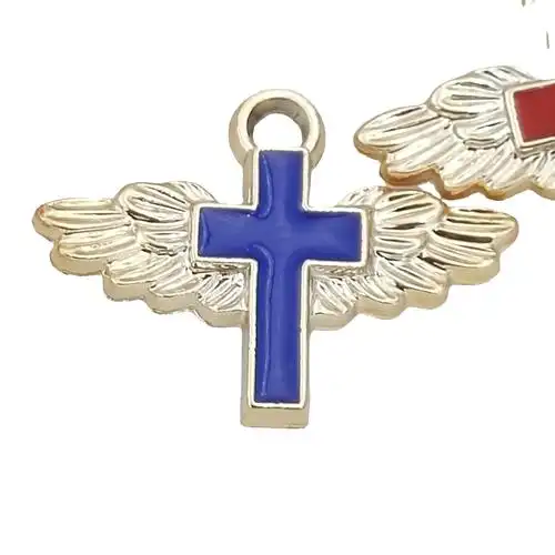 ccb保色滴油十字架手链吊坠配件耳饰项链天使翅膀十字架挂件批发