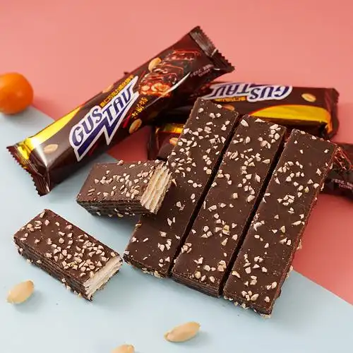 第三份0元】巧克力涂层果仁威化饼干8支零食花生巧克力棒年货_海淘迷