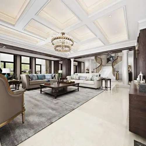 全景美式客厅3d全景模型3d模型