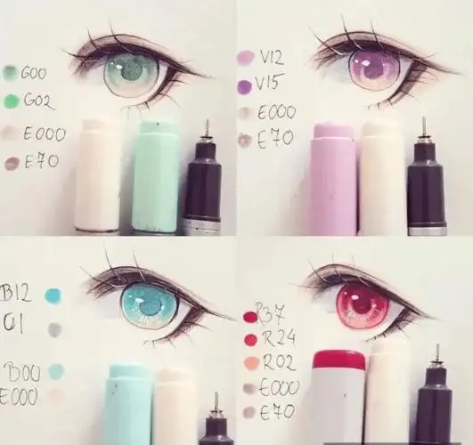 马克笔素材 | 超级漂亮简单的马克笔手绘眼睛,77想问你学会了吗