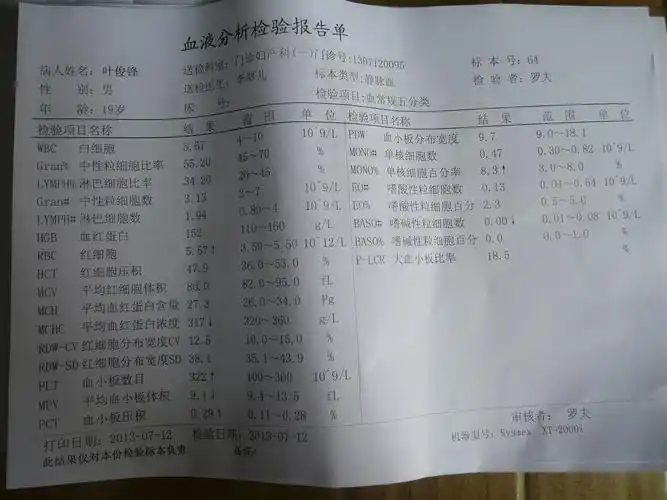 有谁能帮我看下检验报告单么,血液的