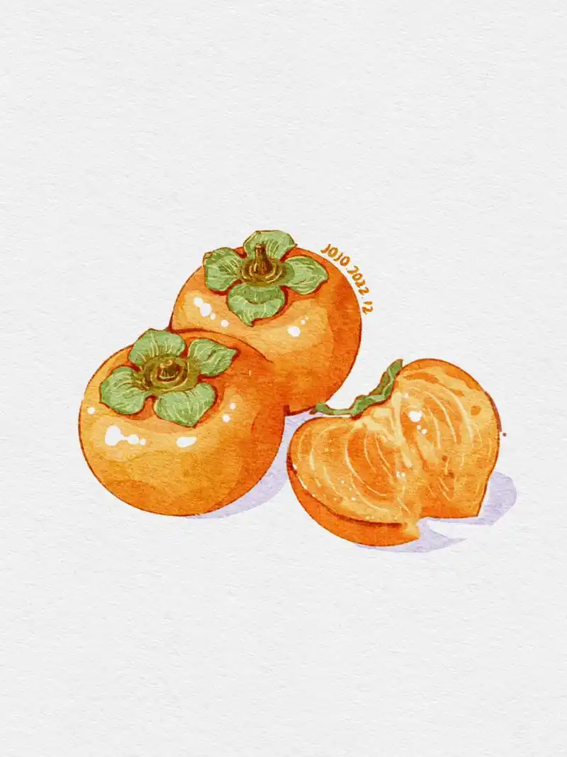 7515这里有好柿哦～ 7515超简单柿子水彩画教程 ——— 75