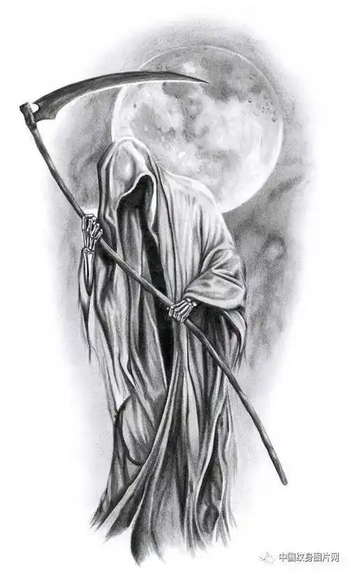 纹身素材:拿着镰刀的男人