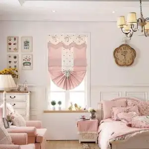 彩色圆点扇形罗马帘卷帘升降帘小窗户飘窗帘温馨女孩儿童房卧室