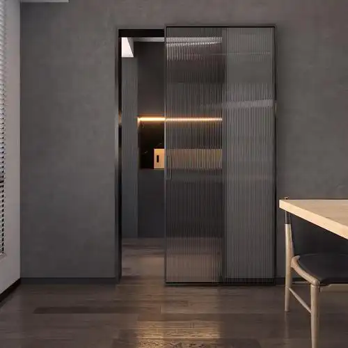 网红幽灵门隐形轨道无轨移门铝合金极窄边框推拉门厨房单扇玻璃门