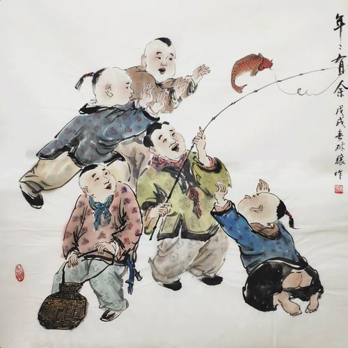 九牧墨轩字画国画人物画四尺斗方童趣图纯手绘名家真迹春节年画