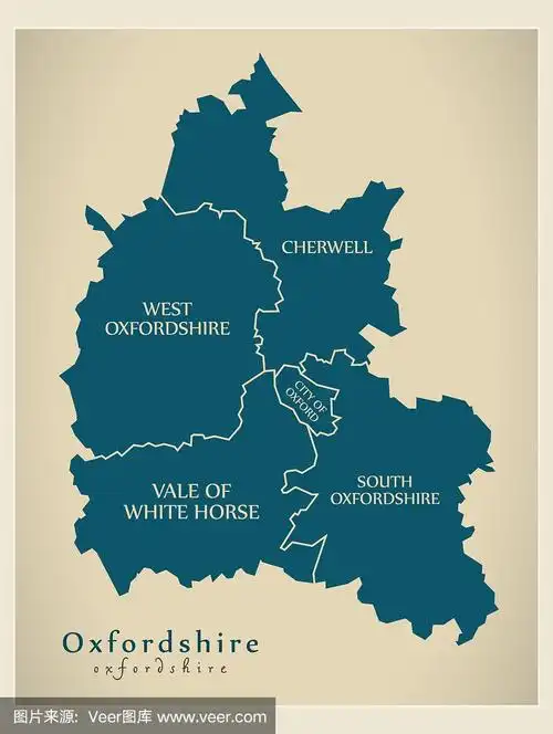 现代地图-牛津郡县与区