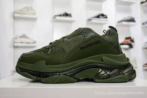 市面最强triples巴黎世家气垫底复古跑鞋橄榄绿军绿色