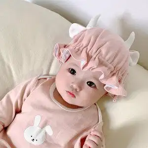 新生婴儿囟门帽子春秋潮0-3-6个月胎帽可爱男女宝宝可调节遮阳帽