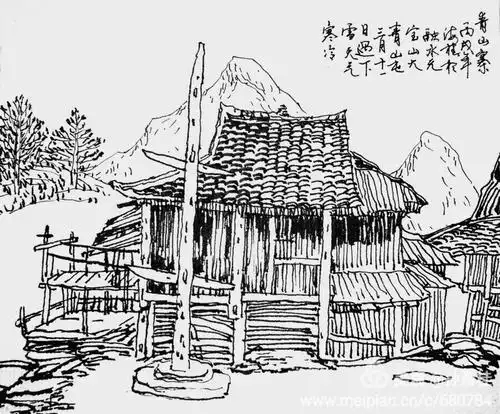 壮族特色民居简笔画