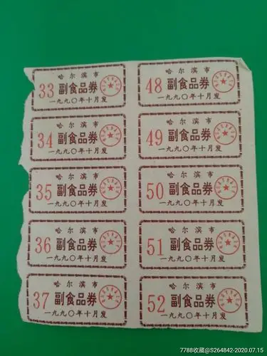 哈尔滨市副食品券1990年