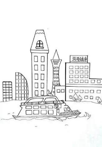 美丽的城市简笔画卡通