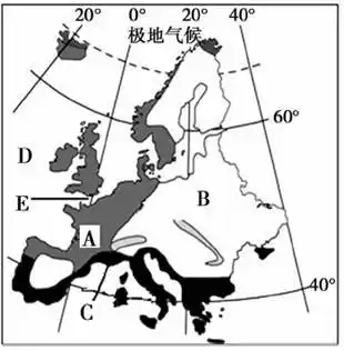 读欧洲西部气候分布图完成下列各题