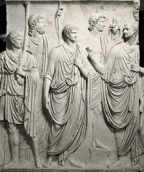 接下来就来看看罗马艺术家的《文书院浮雕:罗马皇帝韦斯巴芗入城》.