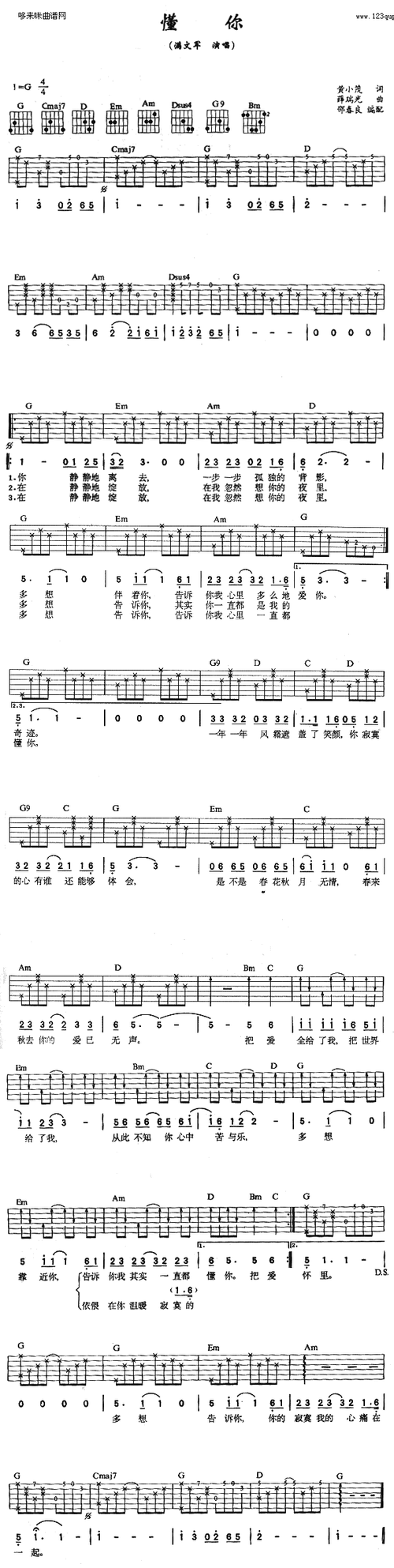 懂你 (满文军 ) 吉他谱