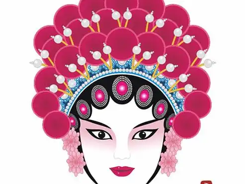 京剧花旦脸谱插画-商业插画28460365年前走秀模特-服装设计插画-商业