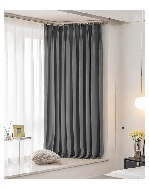 灵水绣飘窗卧室北欧风遮光窗帘半截帘拐角u型凸窗弧型半帘客厅卧室