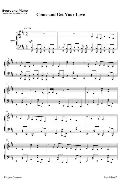 comeandgetyourlove钢琴谱redbone