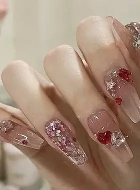 (长款t型)网红时尚穿戴美甲成品可拆卸假指甲孕妇可贴洗澡不掉