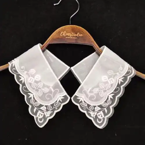 新品蕾丝假领子 刺绣花大v领装饰diy领口袖口花边辅料衬衫衣领子