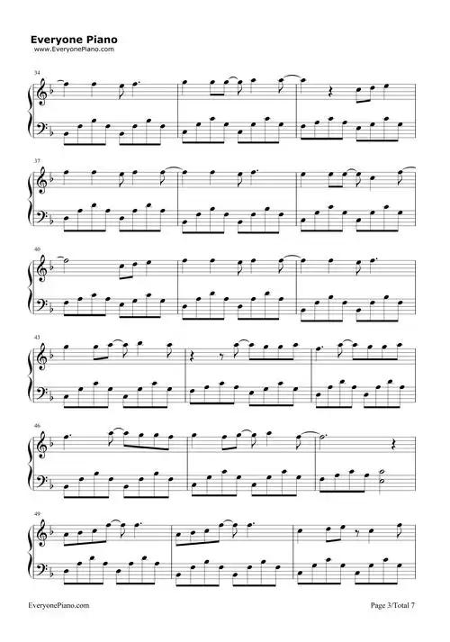 阳光宅男-周杰伦五线谱预览3