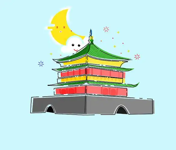 看到这种线性的风格,很喜欢,自己试着做了一个西安钟楼