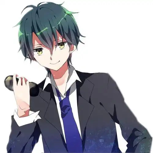 把这张动漫图里的绿发男抠图一下