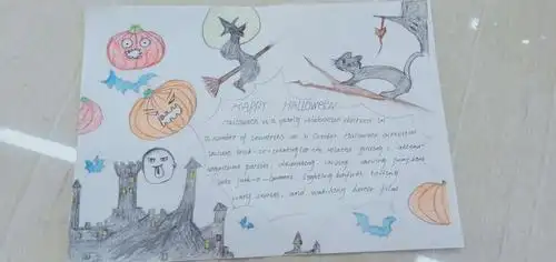 清华附中西安学校c1607班"万圣节"英语手抄报展