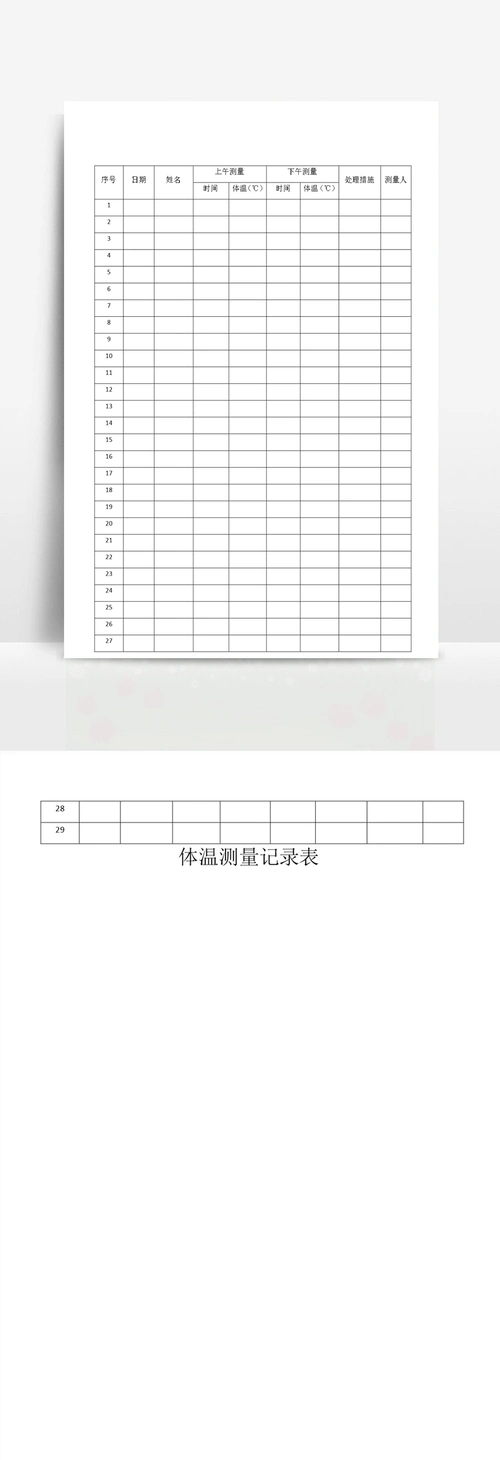 体温测量登记表