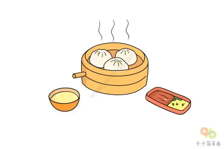 蒸包简笔画步骤图