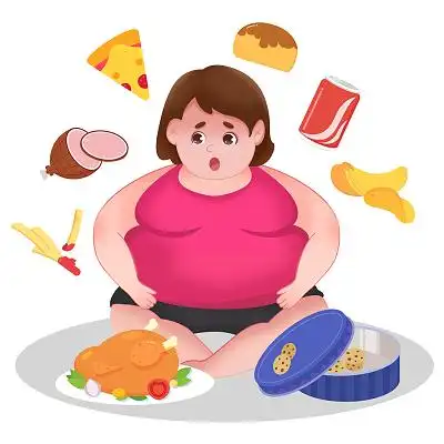 吃货肥胖世界肥胖日卡通人物jpg素材扁平世界肥胖日插画