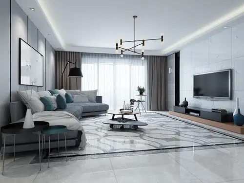 法恩莎瓷砖通体大理石客厅装修效果图优雅大气