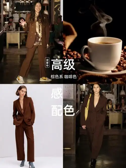 高级感穿搭配色棕色系咖啡色秋冬配色