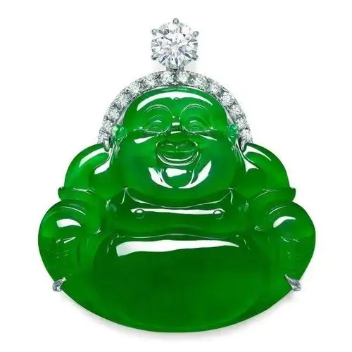 满绿翡翠笑佛头像