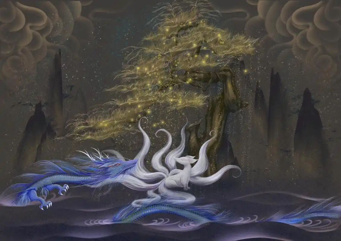 有五张 要看完 #古风插画# #四大神兽# #山海经