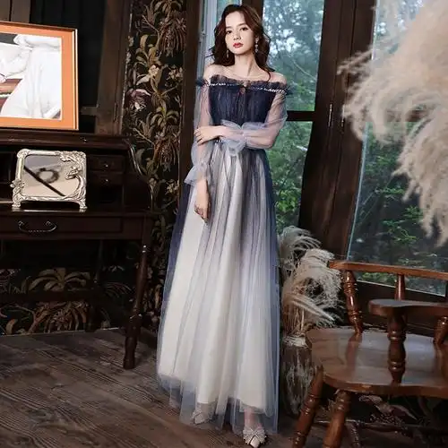 端庄大气晚礼服裙女2021新款宴会高贵气质名媛长款礼服