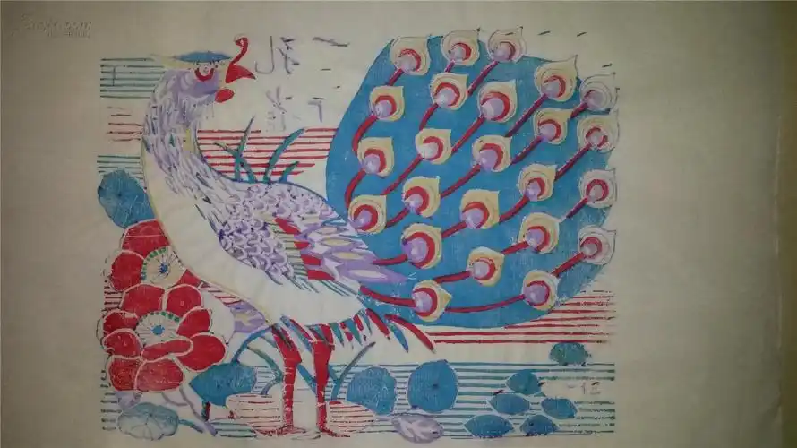 杨家埠木版年画版画大全之031*孔雀