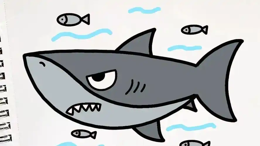 鲨鱼00简笔画教程来啦,步骤详细,简单易学,3岁以上宝宝跟着步骤都