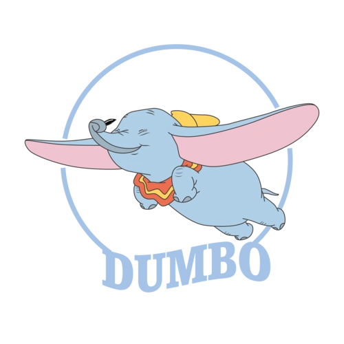 卡通动漫小飞象印花矢量图服装裁片t恤烫图印花花型素材