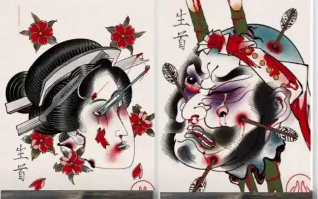 老传统生首纹身手稿