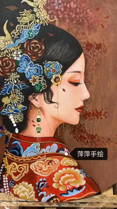 嫁衣古风美人手绘手绘头像