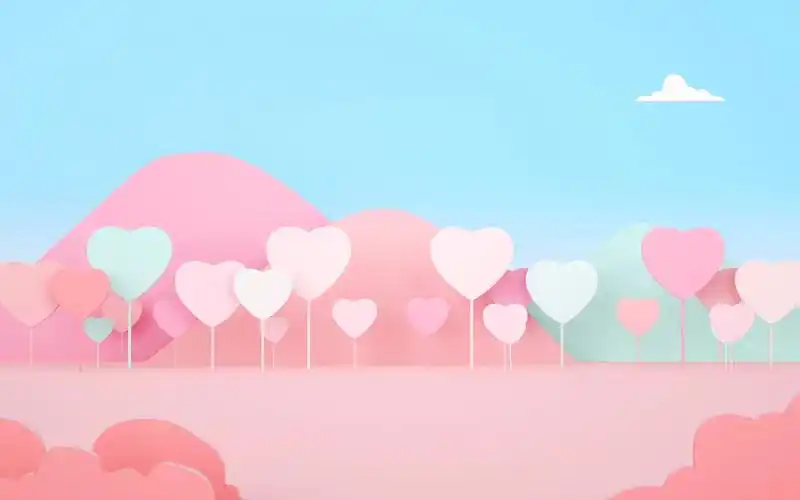 马卡龙糖果色3d爱心背景图