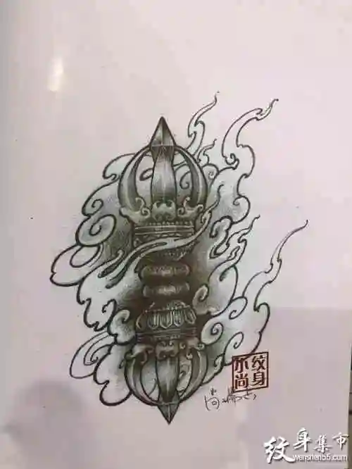 降魔杵纹身降魔杵纹身手稿降魔杵纹身手稿图案